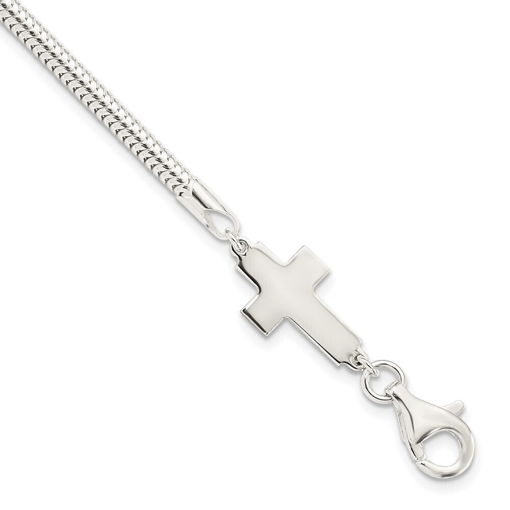Kazi Luxury Sterling Silver Sideways Cross Bracelet